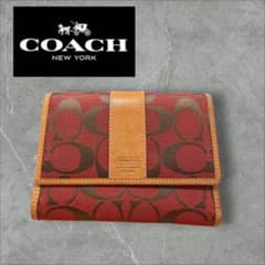 COACH コーチ 二つ折り財布 シグネチャー キャンバス レザー ブラウンのサムネイル