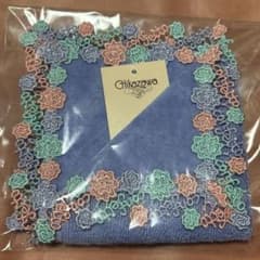 新品 近沢レース タオルハンカチ コンフェイト 金平糖 サルビアブルー