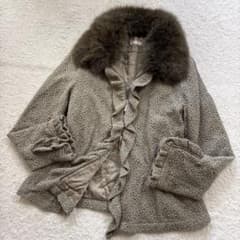 INGEBORG インゲボルグ ウールフリルジャケット フォックスファー付き