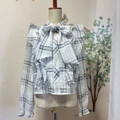 evelyn フリルブラウス オリジナルチェック