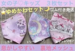 ハンドメイドマスク　ゆめかわ　ウサギ×ねこ　幼児インナーマスク 子ども マスク キッズ 幼児 女の子 ゆめかわ くま 気球 うさぎ 猫 3枚
