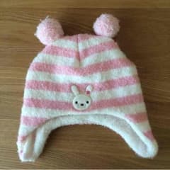 Rikka様★専用☆☆うさぎ ポンポンつき帽子 46〜48㎝のサムネイル