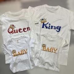 親子リンクコーデ クイーン・キング・ベイビーTシャツセット大人L 子供 