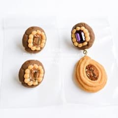3個 未使用 Q-pot. ジュエルクッキー イヤリング ノンホールピアス