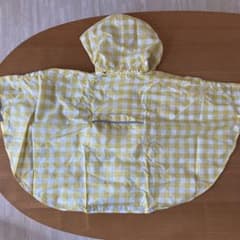 【美品】  無印　レインポンチョ　イエロー　チェック　80cm ※匿名配送のサムネイル