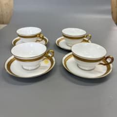 大倉陶園 ティーカップ＆ソーサー ４客セット クラウン（エンボス）