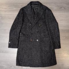 ETTONEスーツスクエアダブルブレストチェスターコート48アルパカモヘア