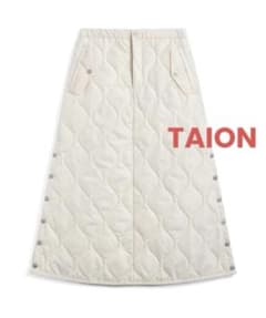 TAION★暖かダウンのキルティングスカート★オフホワイトM