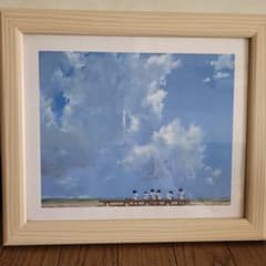 櫻井幸雄　額縁付き複製画　少年野球「出番のないベンチ (雲の下の六人)」 m59473483953_1.jpg?1738033276