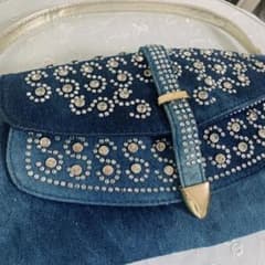 デニムポシェット　ショルダー　ラインストーン付き　バッグのサムネイル