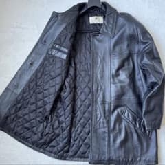 XL相当 PIERRE BALMAIN 羊革 レザージャケット 黒 キルティングのサムネイル