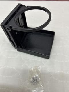 黒 プラスチック製 折りたたみ式ドリンクホルダー ネジセット付きのサムネイル