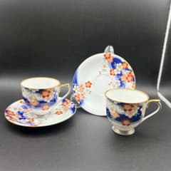 未使用 香蘭社 皇居の花 二月 如月 デミタス カップ&ソーサー ペア 2客