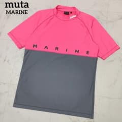 MUTA MARINE ムータマリン　ピンク　モックネック　半袖シャツ　メンズ ムータマリン モックネック半袖シャツ ツートン ロゴ グレー ピンク