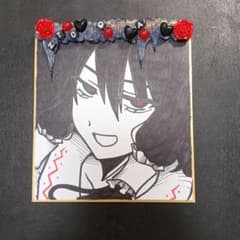 手描きイラスト 色紙 アート デコレーション 一点物 東方 霊夢 ファンアートのサムネイル