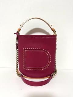 デルヴォー バケットバッグ 2WAY ショルダーバッグ レッド レザー