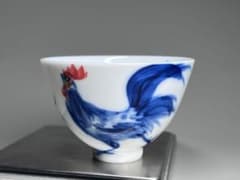 ジャンク品 茶碗 湯呑み 染付 鶏図 吉祥意如 竹紋 陶磁器 茶道具 曹
