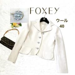 ジュエルボタン✨フォクシーブティック ジャケットアイボリー ウール
