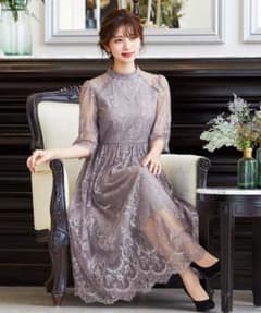 niana ハイネック総レース5分袖結婚式ワンピースドレスのサムネイル