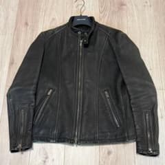 Luv maison シングルライダースジャケット ブラック 44 カウレザー】Luv maison レザーシングルライダース ブラック M 44