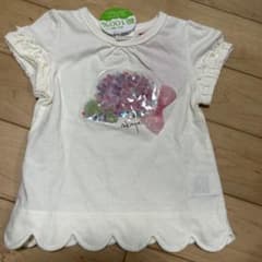 クリーム色 フラワーリボン Tシャツ 100cmのサムネイル