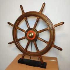 【直接引き取り限定】特大！◆木製ラット◆船舶用ハンドル 舵 大型舵輪 直径120cm 店舗ディスプレイ 大型！約85cm木製ラット 船舶用ハンドル 舵 大型舵輪 店舗ディスプレイ