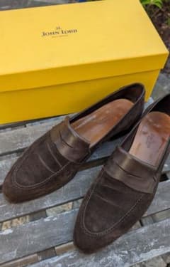 JOHN LOBB スエード ローファー ダークブラウンのサムネイル