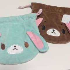 シュガーバニーズ ふわふわ巾着2 ミントうさ くろうさセットのサムネイル