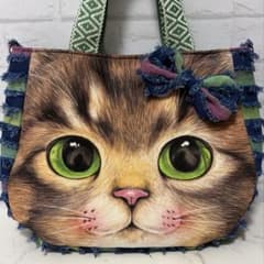 コヤンイサムチョン♡BIGフェイス♡デニム♡サンダーちゃん♡ラウンドトートバック