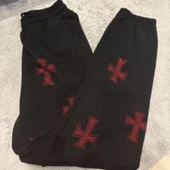 UNKNOWN ラインストーン クロス スウェットパンツ ブラックのサムネイル
