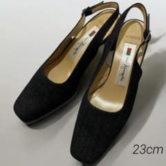 銀座かねまつ ミススレンダー23cm C スリングバック パンプス ヒール