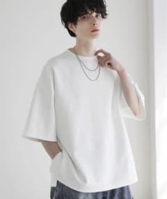 LILL　サイドスリットコットンポンチビッグシルエット5分袖ドレープカットソーのサムネイル