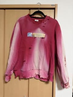 OLD adidas ダメージ加工 フェード スウェットトレーナー ピンクのサムネイル