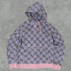 【希少/総柄】Stussy ステューシー 総柄 裏起毛パーカー 紋章パターン