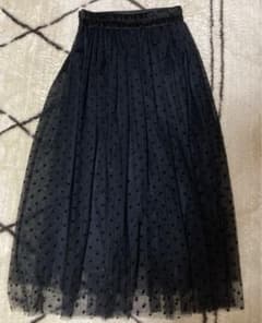 La boutique BonBon 黒 ドットチュールギャザースカートのサムネイル