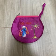 ベトナム 刺繍 コインケース ピンクのサムネイル