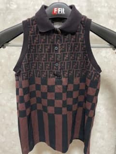 nono Fendi ノースリーブ ポロシャツ チェック柄　ズッカ柄 nono様専用 Fendi ノースリーブ ポロシャツ チェック柄 ズッカ柄