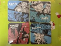 ONE PIECE アートコースター4種セット ルフィ サンジ ヤマト サボのサムネイル