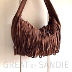 GREAT BY SANDIE モロッコ製 フリンジデザインスエードバッグ 新品 