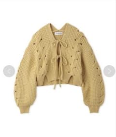 LILY BROWN ケーブル編みニットカーディガン イエローのサムネイル