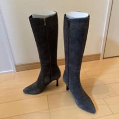 【試着のみ美品】銀座かねまつロングブーツ（グレー）ローヒール・24.0センチ スタッフおすすめロングブーツ☆彡 | 銀座かねまつ | 大丸京都店公式