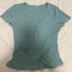 SHEINミントブルーハートネックTシャツのサムネイル