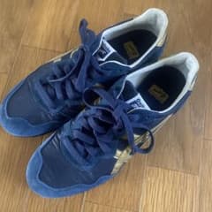 美品 オニツカタイガー ネイビーゴールド 24.5 - メルカリ