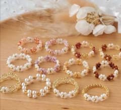 ハンドメイド　ビーズ指輪のサムネイル