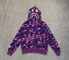 A BATHING APE シャークパーカー パープルカモ