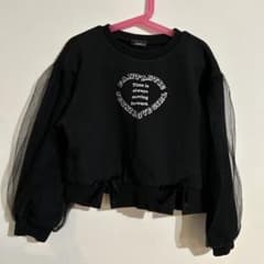 袖チュール/箔プリント/長袖トレーナーのサムネイル