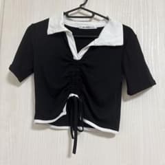XOXO ブラック 半袖Tシャツ ギャザーのサムネイル