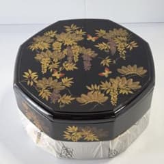 平成レトロ　森英恵　しっきシック 　松藤　八角二段オードブル　漆塗り　 山中漆器