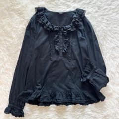 美品 ピンクハウス フリルブラウス リボン 長袖 黒 フリル襟 - メルカリ