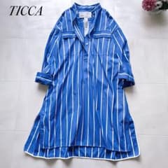美品✨ティッカ SOMELOS スクエアビッグシャツワンピース ストライプ
